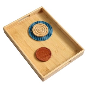 Plateau de service en bois rectangulaire pour thé, café et collations Plateau élégant fait à la main pour table à manger de cuisine et utilisation décorative pour la maison - Product Image 3