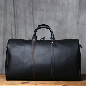 Bolso de lona de cuero de gran capacidad para hombre, bolso de hombro de cuero genuino Vintage para viaje de negocios - Product Image 2