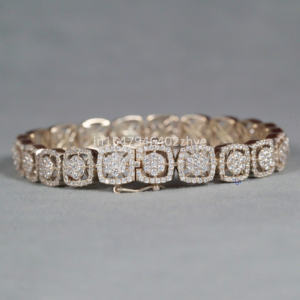 สร้อยข้อมือสตรีฮิปฮอปที่น่ารักพร้อมดีไซน์ที่ไม่ซ้ําใครที่ทําจากเพชรปลูกในห้องปฏิบัติการทองคําขาว 14 Kt ทองคํากลมตัด vvs ความใส - Product Image 4