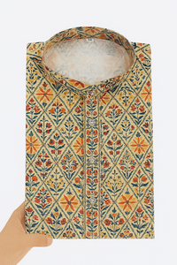 Fabriqué à la main en coton Vintage hommes Style indien traditionnel fête porter à manches longues sans plis taille personnalisée Kurta de fête - Product Image 6