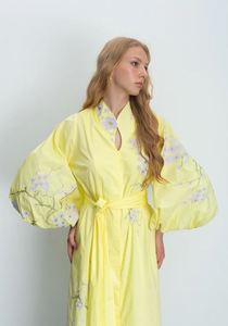 Calidad Premium 100% algodón diseñador mujer ucraniano bordado manga larga tobillo longitud largo cinturón Ucrania Midi Maxi vestido - Product Image 3