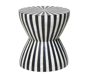 โต๊ะข้างโบราณฝังกระดูกแนววินเทจ,โต๊ะกาแฟทรงกลมเลขาคณิตสีขาวสำหรับตกแต่งบ้านโต๊ะข้างเฟอร์นิเจอร์ - Product Image 6