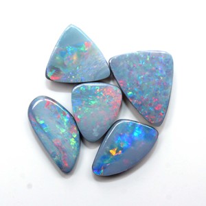 Natural Australian <b>Fire</b> Opal Doublet Cabochon Smooth Black Silver and White Bead for Jewelry Making Gemstone - Product Image 2