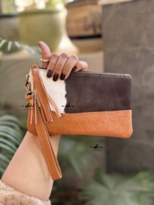 Bolso de mano de cuero de piel de vaca, bolso de mano, Cartera de Color tostado, tallado, parches occidentales, pelo en piel oculta, bolso de mano de cuero - Product Image 2