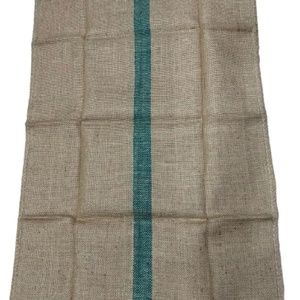 Grade Food (VOT) Natural (MOT) 100% Jute Eco-Friendly Biodegradable <b>Moisture</b>-<b>Absorbent</b> 43"x29" 2.25 Lbs Green Stripe Middle <b>Bags</b> - Product Image 4