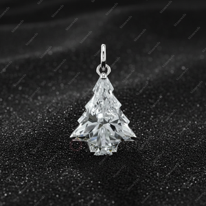 Pendentif mignon en or fin plaqué rhodium/argent sterling 925 avec diamant de laboratoire certifié IGI 0,5 ct DEF VVS VS en forme de sapin de Noël - Product Image 2