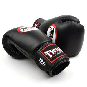 Noir crochet et boucle OEM conception jumeaux gants de boxe en cuir de vachette véritable poinçonnage combat sparring pour entraînement vêtements d'entraînement - Product Image 2