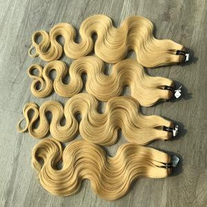 LINU Blonde Virgin Vietnamese Human Hair Extensions Wave Bundle with for Lace Base 250% Density Long Length 300gr for Women - Product Image 4