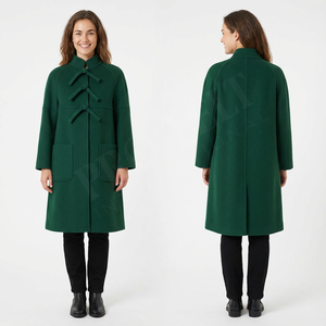 เสื้อโค้ทขนสัตว์ผสมแคชเมียร์แบบใหม่ สไตล์แฟชั่น ความยาวปานกลาง แต่งโบว์ ดีไซน์เรียบหรูสำหรับฤดูหนาว เสื้อคลุมผู้หญิง - Product Image 2