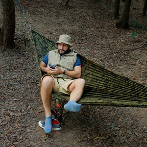 Hamaca para acampar Individual Doble paracaídas poliéster ligero 1-2 personas portátil para viajes de senderismo al aire libre - Product Image 2