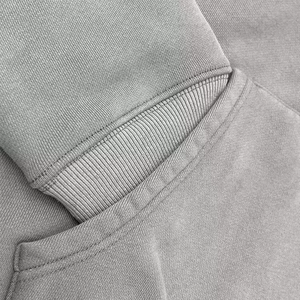 Nouveau style – Sweat à capuche homme coupe ample, épais, 100 % coton, uni, court, avec logo personnalisé, surdimensionné, couleur unie, pour l'hiver - Product Image 4