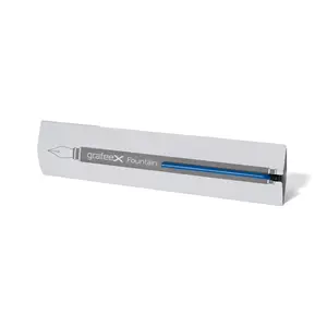 Stylo plume Grafeex en aluminium design en Italie avec pince bleue colorée fine et logo personnalisé idéal pour cadeau promotionnel