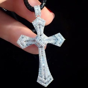 Fully Iced Out Hip Hop Diamond Pendant Most Trending Latest Design Cross Pendant Baguette Cut Diamond Fine Jewelry <b>for</b> <b>Mens</b> - Product Image 4
