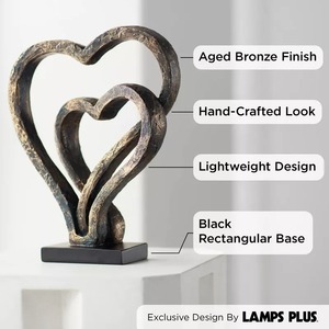 Escultura de aspecto artesanal con acabado de bronce envejecido, Base Rectangular negra, acento decorativo, decoración del hogar, objeto de mesa, la mejor calidad - Product Image 4