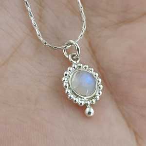 Navya Craft Women's Boho 925 Sterling <b>Silver</b> <b>Necklace</b> with Rainbow Moonstone Birthday Anniversary Wedding Marriage Gift for Wife - Product Image 6