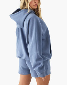 Sweat à capuche femme surdimensionné en molleton de coton lourd de haute qualité personnalisé DTF imprimé Logo couleur unie respirant Hip Hop dames capuche - Product Image 5