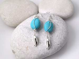 Handcrafted Kingman Turquoise Gemstone Drop Earrings 925 <b>Sterling</b> <b>Silver</b> <b>Wire</b> Design Boho Jewelry Trendy Party Gift Women - Product Image 2