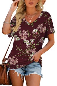 Poly V-Neck Women's Plus Size Blouses & <b>Shirts</b> Plain with <b>Geometric</b> Pattern Sublimation Brands T-<b>Shirts</b> - Product Image 4