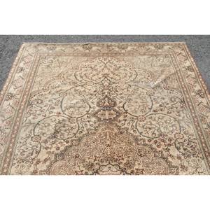 Alfombra de lana clásica Beige marrón de 6,1x9,5 pies, diseño de retales turcos para entrada, sala de estar o dormitorio, respaldo de látex - Product Image 5