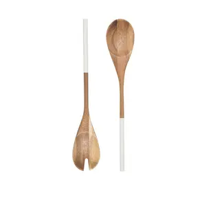 Houten Salade Server Gekleurde Handgrepen Hout Salade Server Set Handgemaakte Salade Set Keukengerei Servies Door Axiom Thuis Accenten