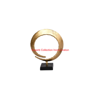 Sculpture élégante en métal argenté avec design martelé sur socle en marbre noir Décoration de table de luxe pour salon et bureau - Product Image 4