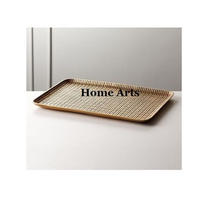 Plateau de service en aluminium de la plus grande qualité, design merveilleux, plateau de service à thé et café couleur or pour usage domestique - Product Image 1