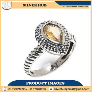 Bague de fiançailles en argent sterling 925 massif, magnifique pierre précieuse citrine jaune en forme de poire, cadeau de la Saint-Valentin - Product Image 3