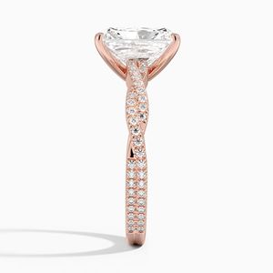 Anillo de Compromiso con Corte Radiante y Diseño Trenzado con Moissanita/Diamante Cultivado en Laboratorio para Mujer - Product Image 3