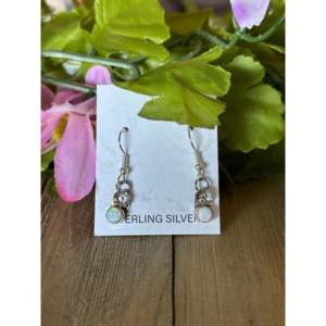 Navajo Handmade Opal & Sterling <b>Silver</b> Dangle <b>Earrings</b> Flower Hook Design <b>for</b> Wedding & Party - Product Image 1