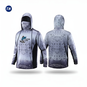 Factory Custom UPF 50+ Quick Dry Breathable Plus Size <b>Fishing</b> Jersey Hoodie Long Sleeve Shirt with Face <b>Mask</b> - Product Image 3