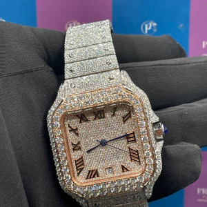 Top para reloj Moissanite de esfera cuadrada de cuarzo totalmente helado para hombre Hip Hop Big Dial Bust Down Luxury Stainless Steel Custom - Product Image 4