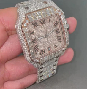 Iced Out LAB Moissanite Diamond Relojes de lujo de hip hop personalizados Hacer bisel Piedra preciosa para hombres - Product Image 4