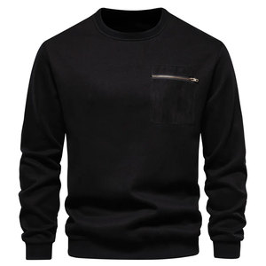 Sweats en coton ample de haute qualité pour hommes Style d'hiver décontracté avec poche à fermeture éclair Teint uni Nouvelle Collection - Product Image 2