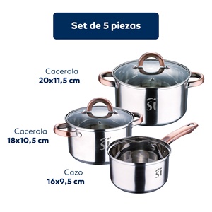 Ensemble de 5 ustensiles de cuisine en acier inoxydable 161820, compatible induction + Ensemble d'ustensiles de cuisine Bergner Copper 3 pièces en noir - Product Image 2
