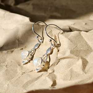 925 Sterling Silver Gold Plated <b>Moonstone</b> Gemstone Drop <b>Earrings</b> Handmade Daily Wear Trendy Jewelry for Women Gift - Product Image 3