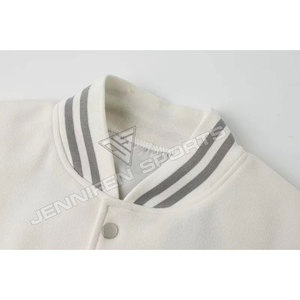 Chaqueta universitaria con diseño de logotipo bordado personalizado de béisbol para hombre, lana de concha, Mangas de cuero, cierre de botón, forro interior acolchado - Product Image 5