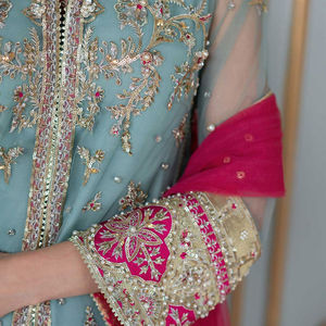 Venta al por mayor de seda pura para bodas y fiestas Top bordado de secuencia pesada Gharara Dupatta - Product Image 4