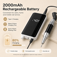Machine à ongles électrique portable 23000 tr/min, rechargeable, type C, affichage numérique, manucure et pédicure pour la maison et le salon