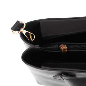 Bolso estructurado para mujer con asas dobles, correa de hombro desmontable, bolsillo interior con cremallera y pies de metal - Product Image 5