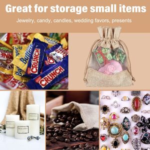 ถุงของขวัญขนาดเล็กถุงผ้ากระสอบที่มีเชือกดึงนำมาใช้ใหม่ได้ถุงปอกระเจาสำหรับงานวันเกิดงานแต่งงานงานปาร์ตี้วันฮาโลวีนเทศกาลคริสต์มาส - Product Image 5