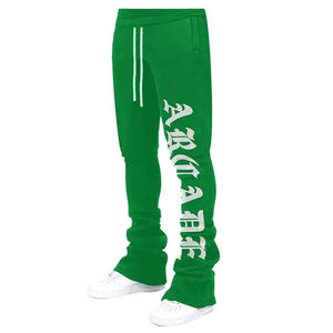 3D Custom Puff <b>Print</b> Stack Sweatpants Man Drawstring <b>Trousers</b> 100% Cotton French Terry Joggers <b>Men</b> Stacked Pants - Product Image 5