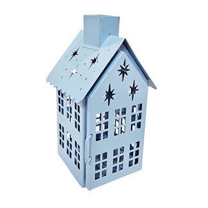Farol de Metal con Forma de Casa con Patrón Navideño Calado, Portavelas Decorativo para Iluminación Festiva en Interiores y Exteriores del Hogar - Product Image 5