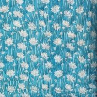 Couette en coton doux à motif floral de lotus, bleu clair, réversible, pour lit simple, imprimée aux pigments, écologique, hypoallergénique