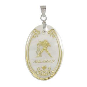 Tip Top Fashions Aquarius Colgante de forma ovalada 1201304 Estilo religioso Aleación de zinc Piedras preciosas naturales Número plateado Encantos de circón - Product Image 1