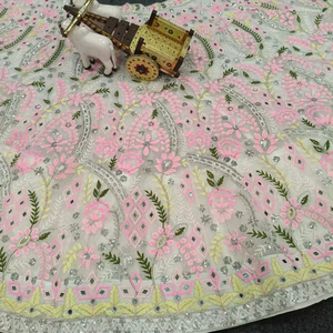 Readymade indien Georgette soie avec paillettes avec fil travail haut avec Lehenga & Dupatta fête porter tenue robe bas prix Handma - Product Image 1