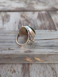 Green <b>Jade</b> Boho Statement Ring 925 Sterling Silver Handmade Bohemian <b>Jewelry</b> Gift for Her Elegant Gemstone Ring - Product Image 4