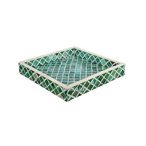 Bandeja de comida de trabajo con incrustaciones de hueso hechas a mano, bandeja de servicio de té y café de forma cuadrada de último diseño para superventas - Product Image 5