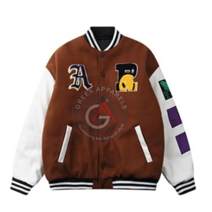 Custom Colorful Long Sleeve Custom Chenille Embroidery Streetwear Letterman Varsity <b>Jacket</b> OEM For <b>Men</b> Top Selling - Product Image 3