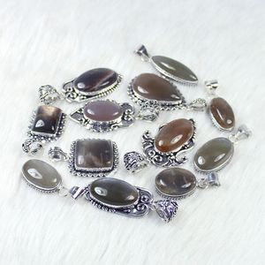 ท้อนมูนสโตนอัญมณีทรงหลังเบี้ยสร้อยคอดีไซน์เนอร์จี้หินพีชเครื่องประดับจี้ชุบเงิน - Product Image 3