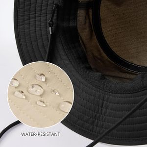 Sombrero de cubo de pesca con malla perforada láser ajustable para hombres mujeres senderismo al aire libre 100% sombreros con cordón de poliéster - Product Image 5